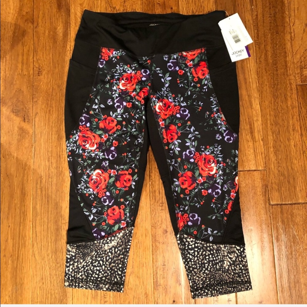 NWT Jockey Floral Animal Print Crop Leggings